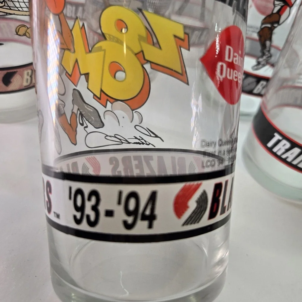 Vintage Portland Trail Blazers 92-94 Dairy Queen Glasses Lot Of 10 (3 Repeats)‎
